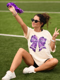 Purple Faux Glitter Football Bow