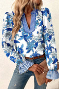 Blue Floral Trim Blouse RTS
