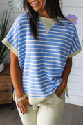 Blue Stripe Contrast Top RTS