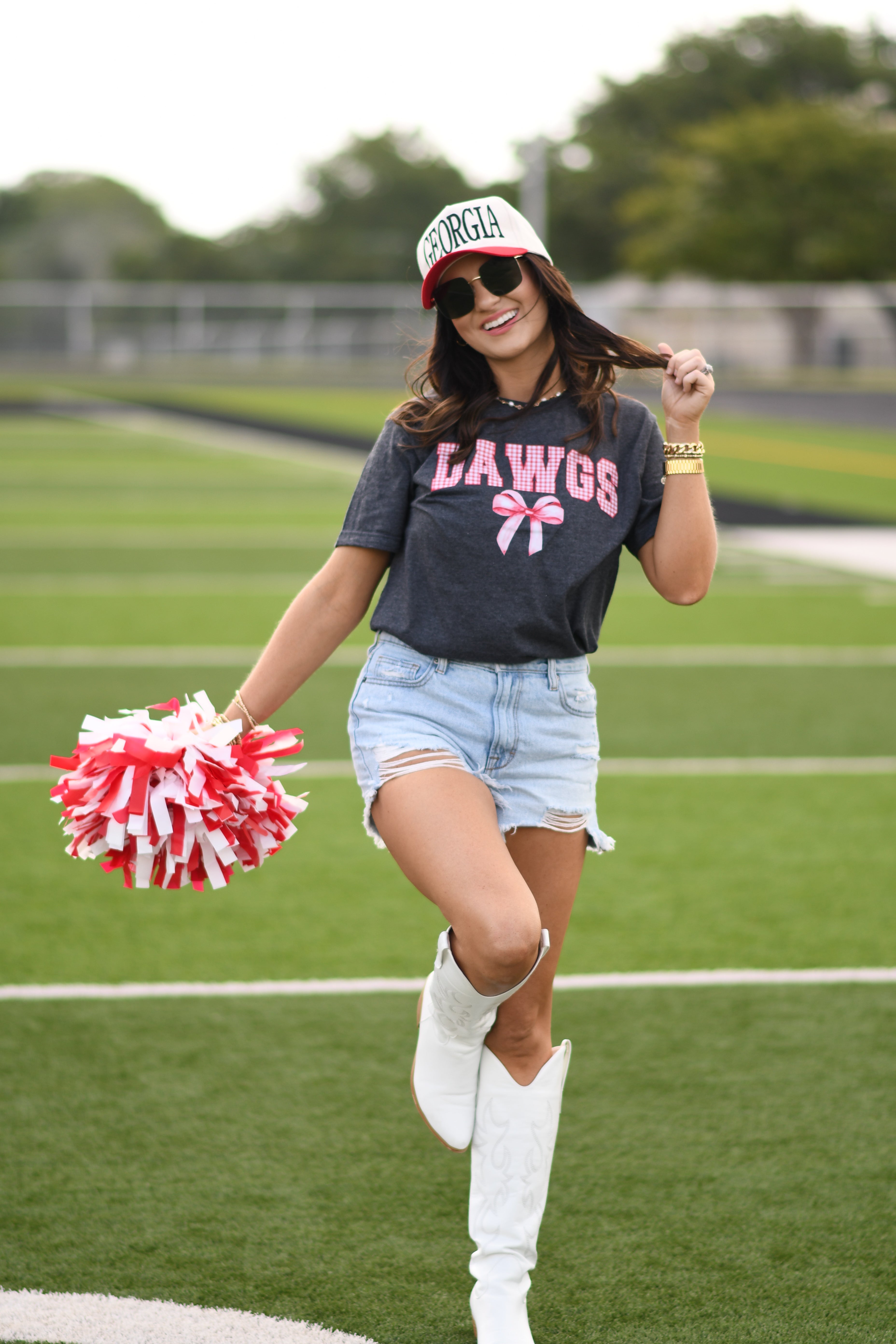 Dawgs Gingham Bow Tee