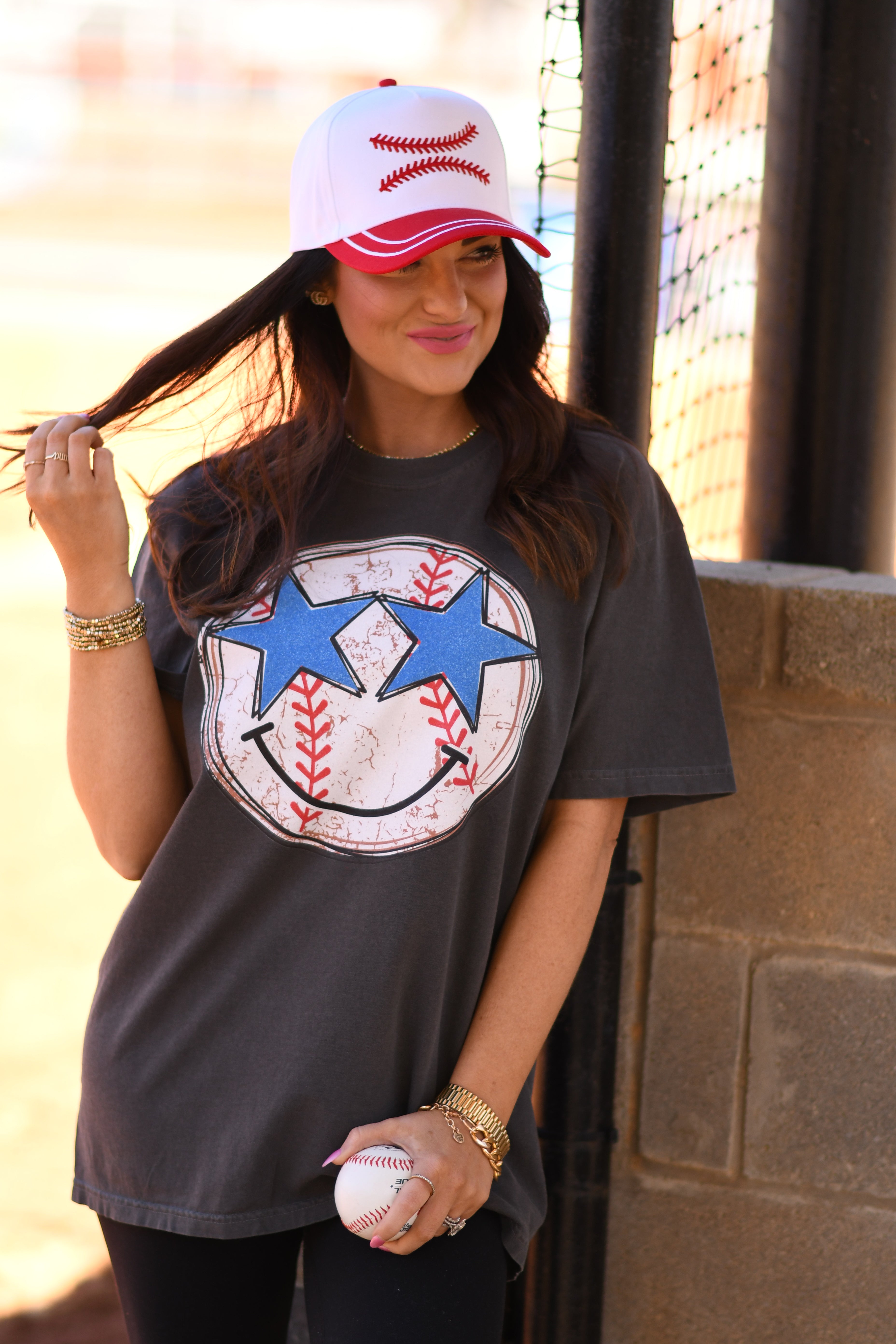 Baseball Star Smiley Tee