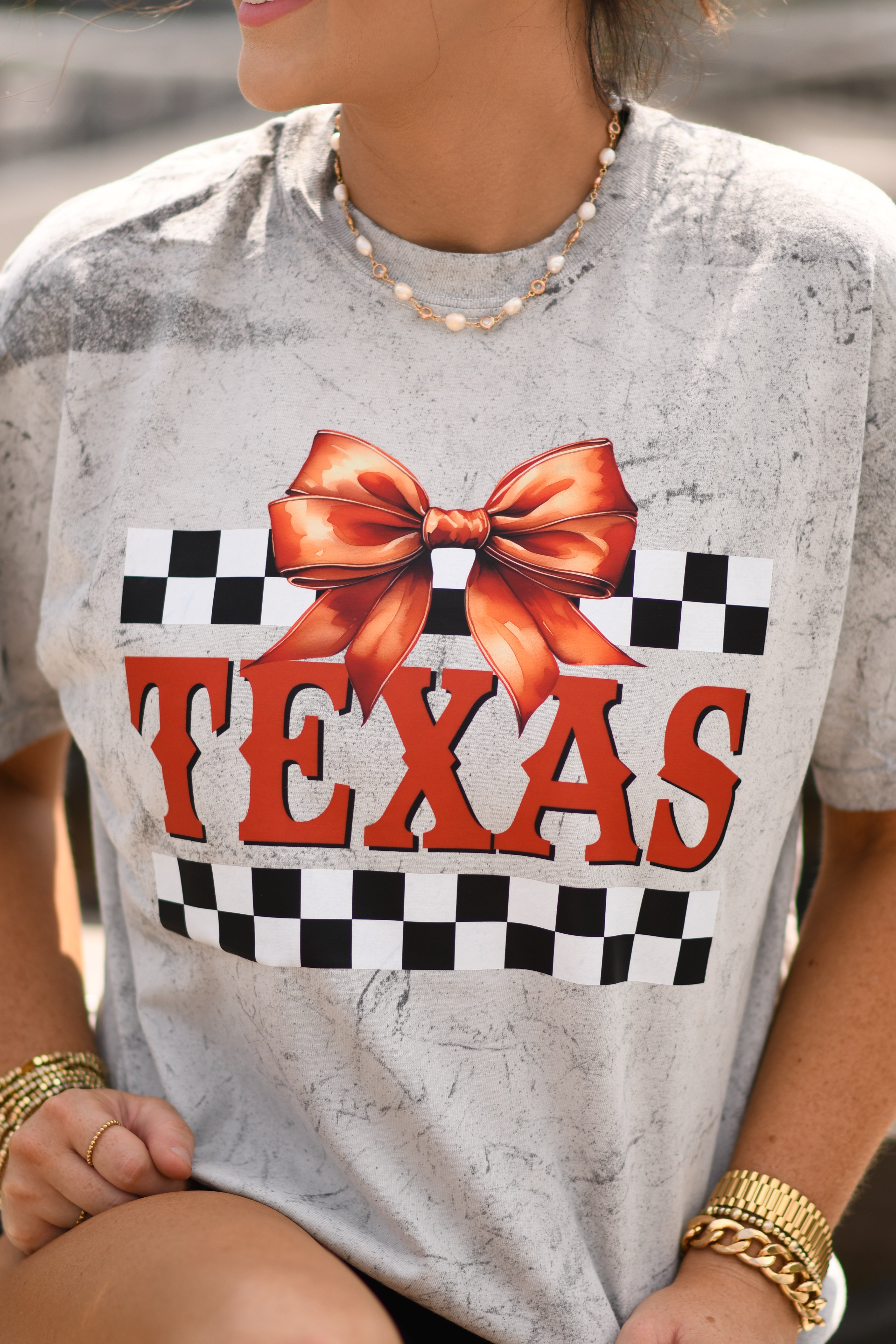 Texas Checkered Bow Tee