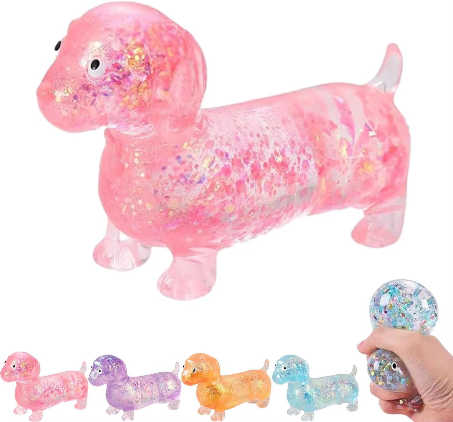 Glitter Weenie Dog Squishy - Pre Order - June 22-26 Shipment