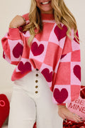 Pink Plus Heart Checkered Sweater RTS