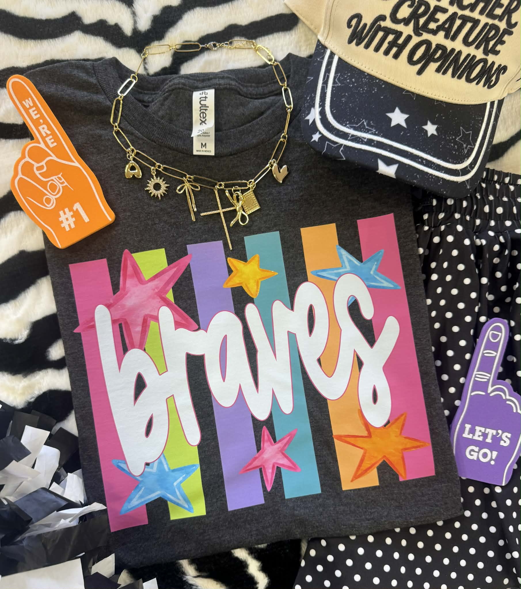 BRAVES NEON RAINBOW STARS TEE