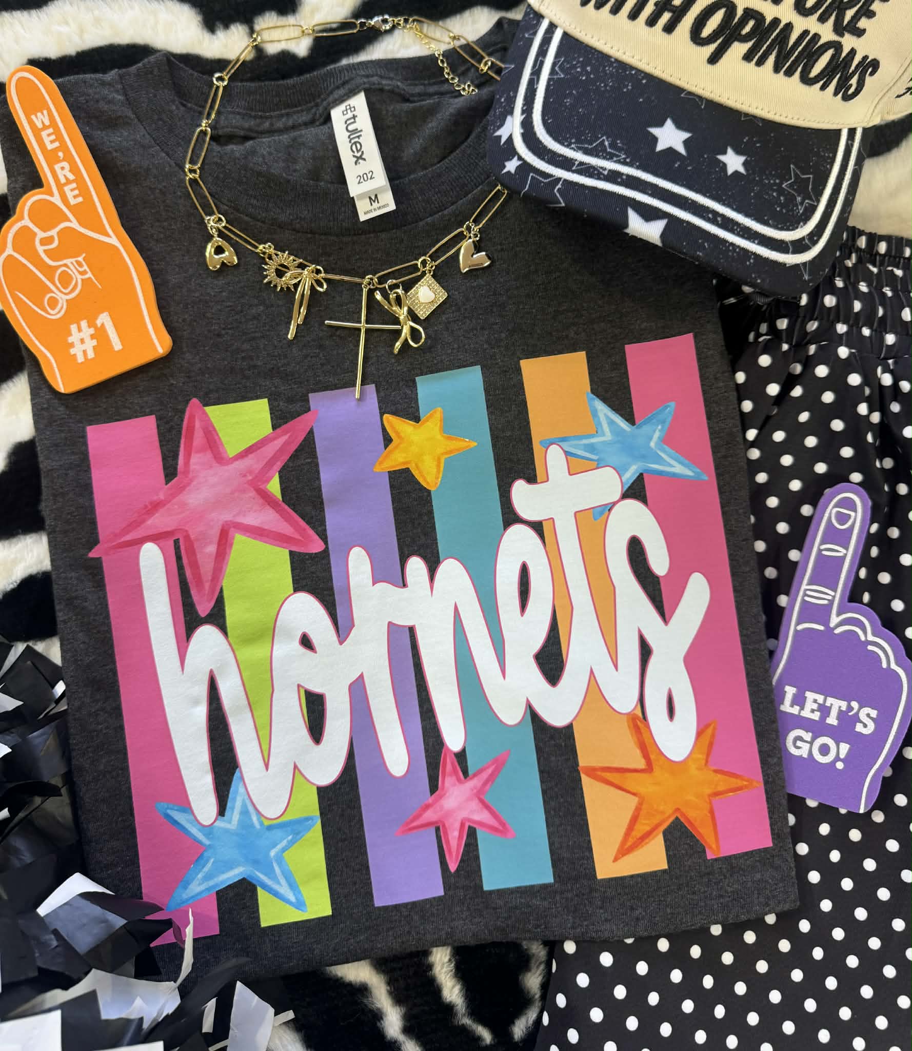 HORNETS NEON RAINBOW STARS TEE