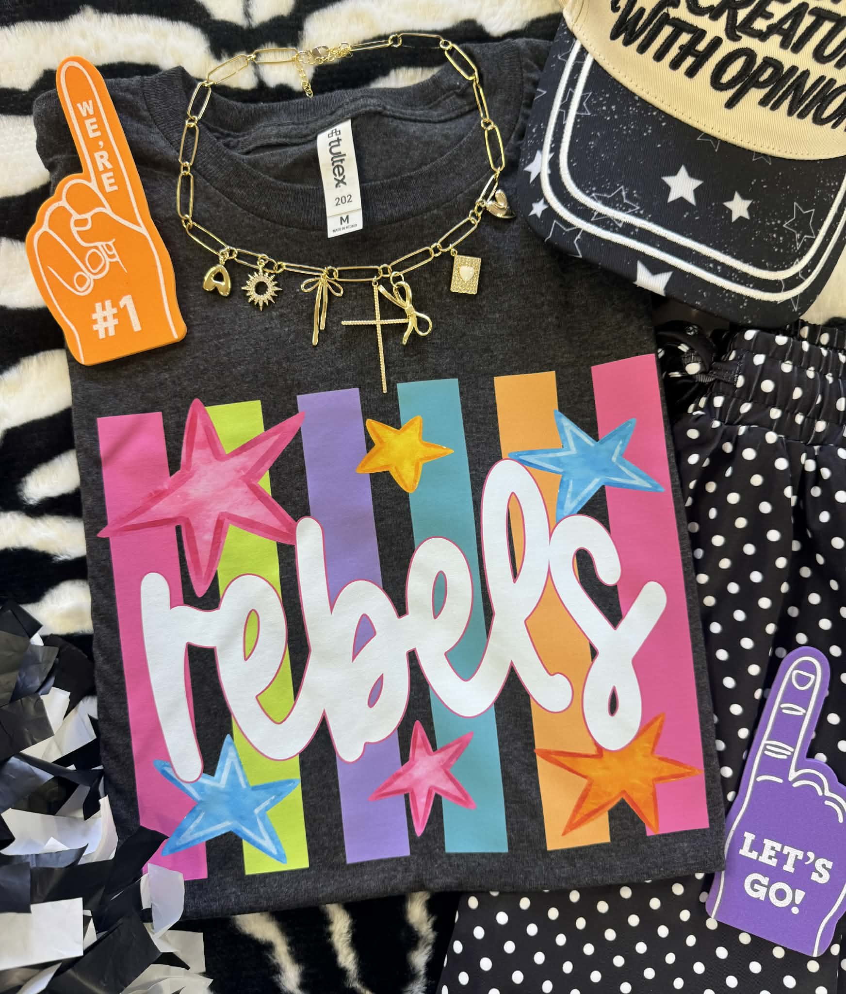 REBELS NEON RAINBOW STARS TEE