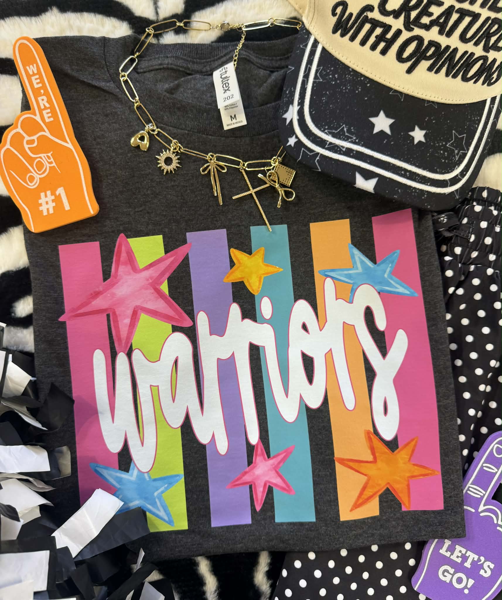 WARRIORS NEON RAINBOW STARS TEE