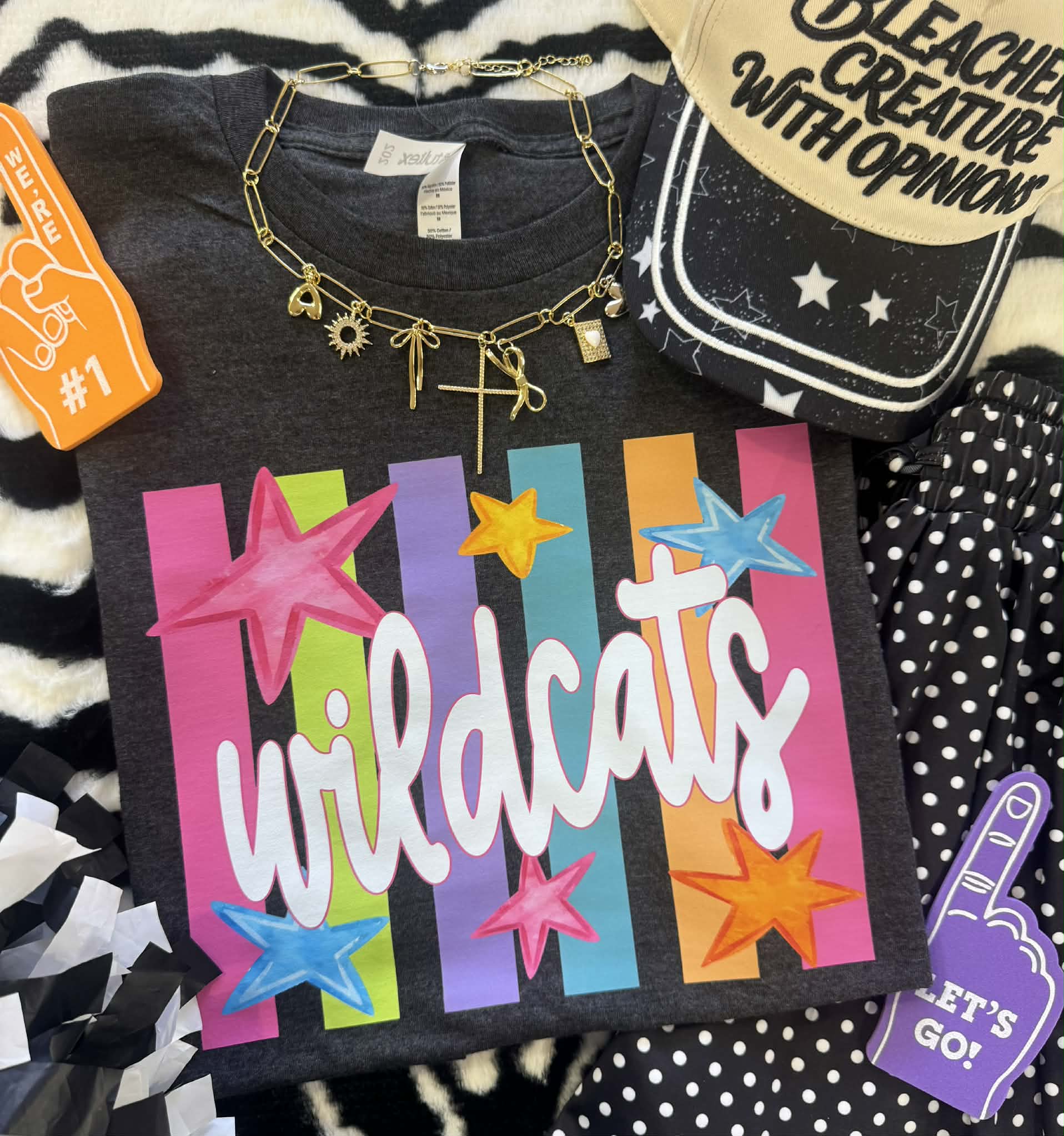 WILDCATS NEON RAINBOW STARS TEE