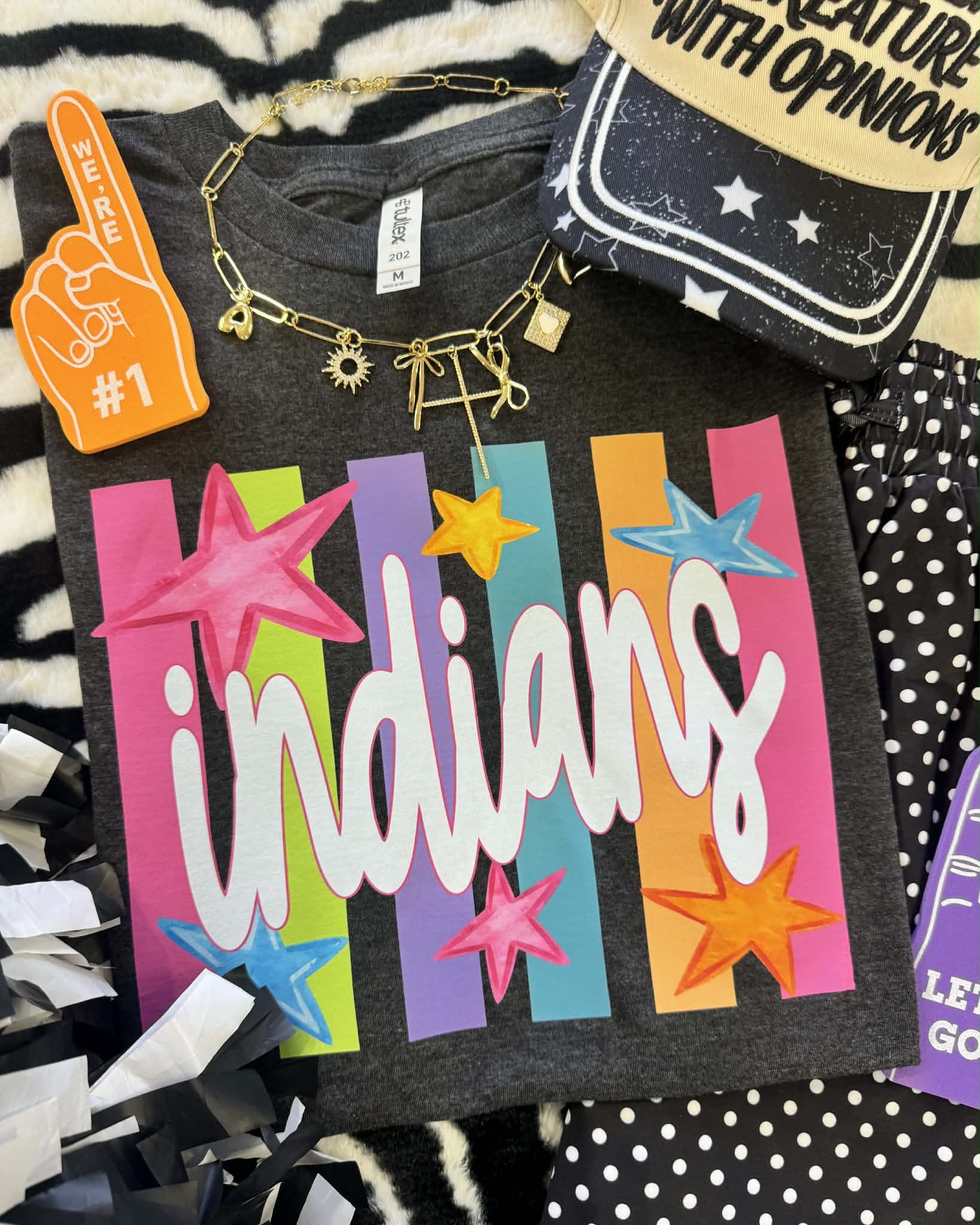 INDIANS NEON RAINBOW STARS TEE