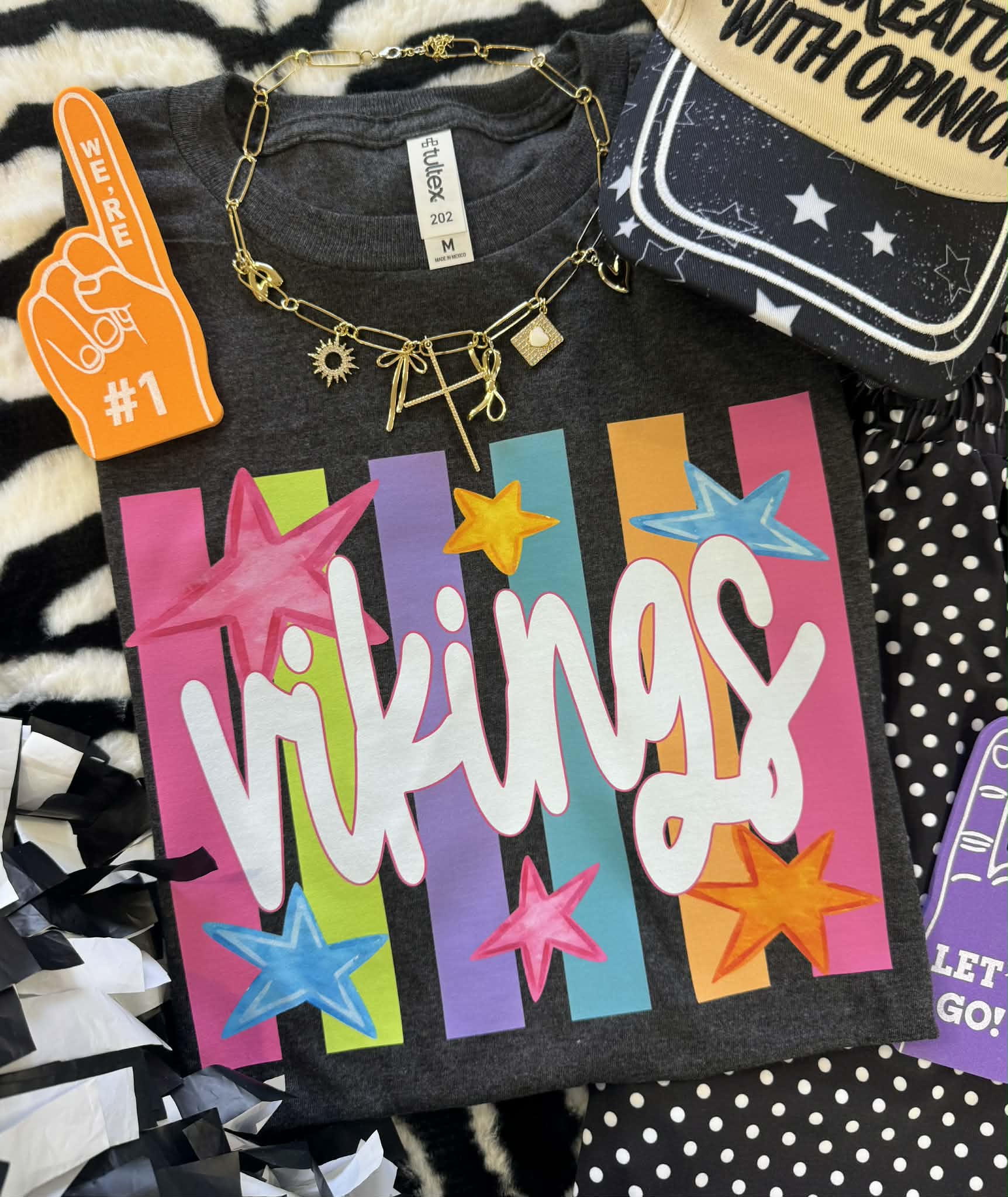 VIKINGS NEON RAINBOW STARS TEE