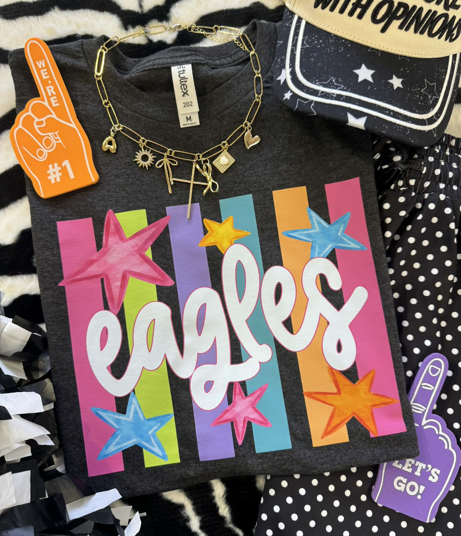 EAGLES NEON RAINBOW STARS TEE