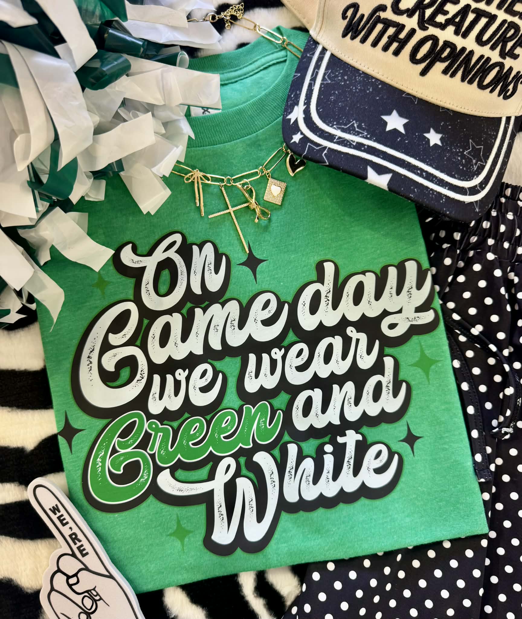 ON GAMEDAY WE WEAR GREEN AND WHITE TEE