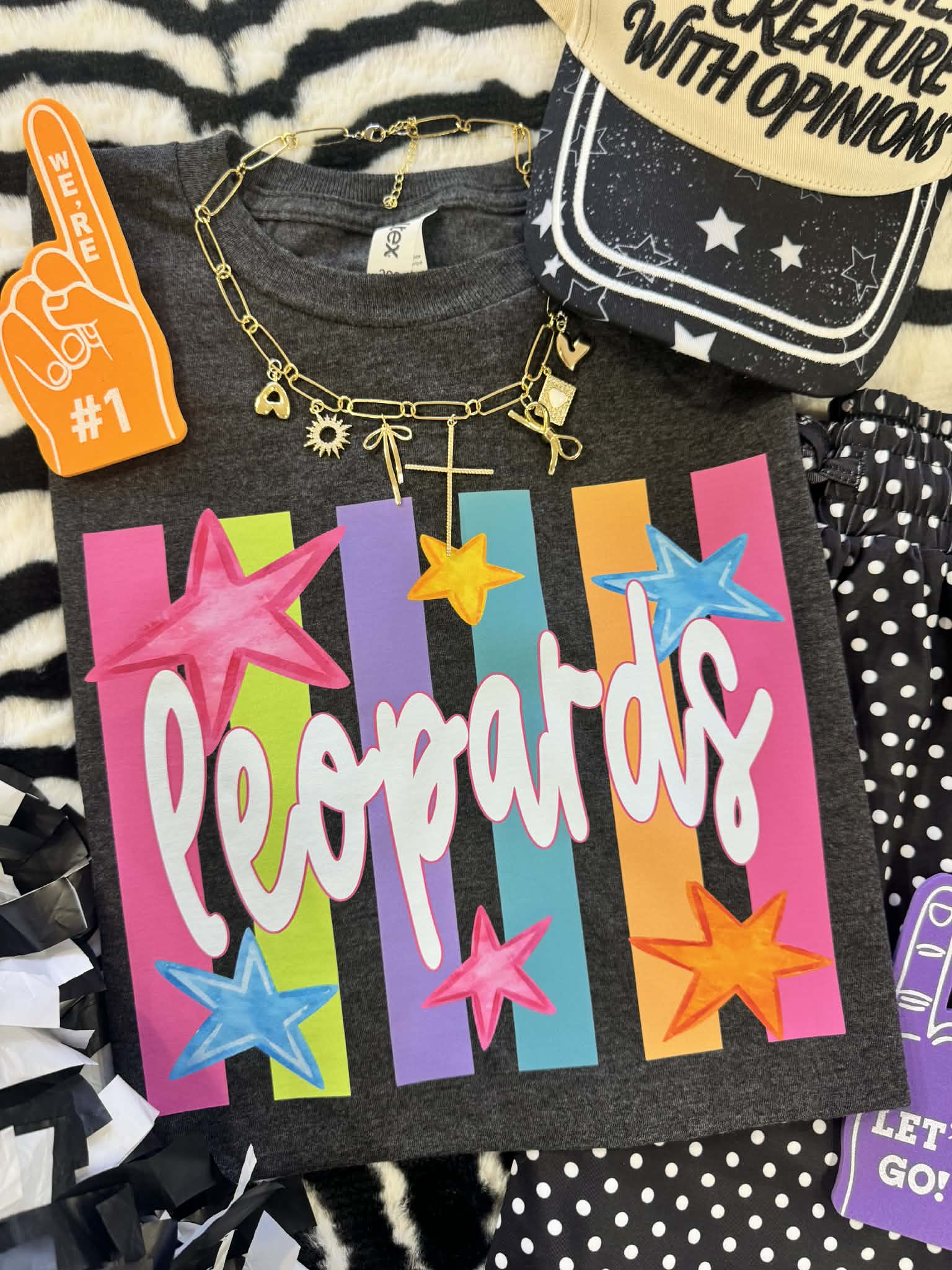 LEOPARDS NEON RAINBOW STARS TEE
