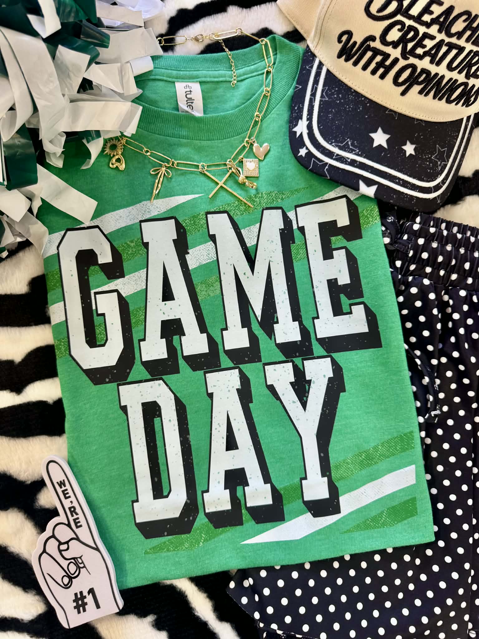 GREEN GAME DAY STRIPES TEE
