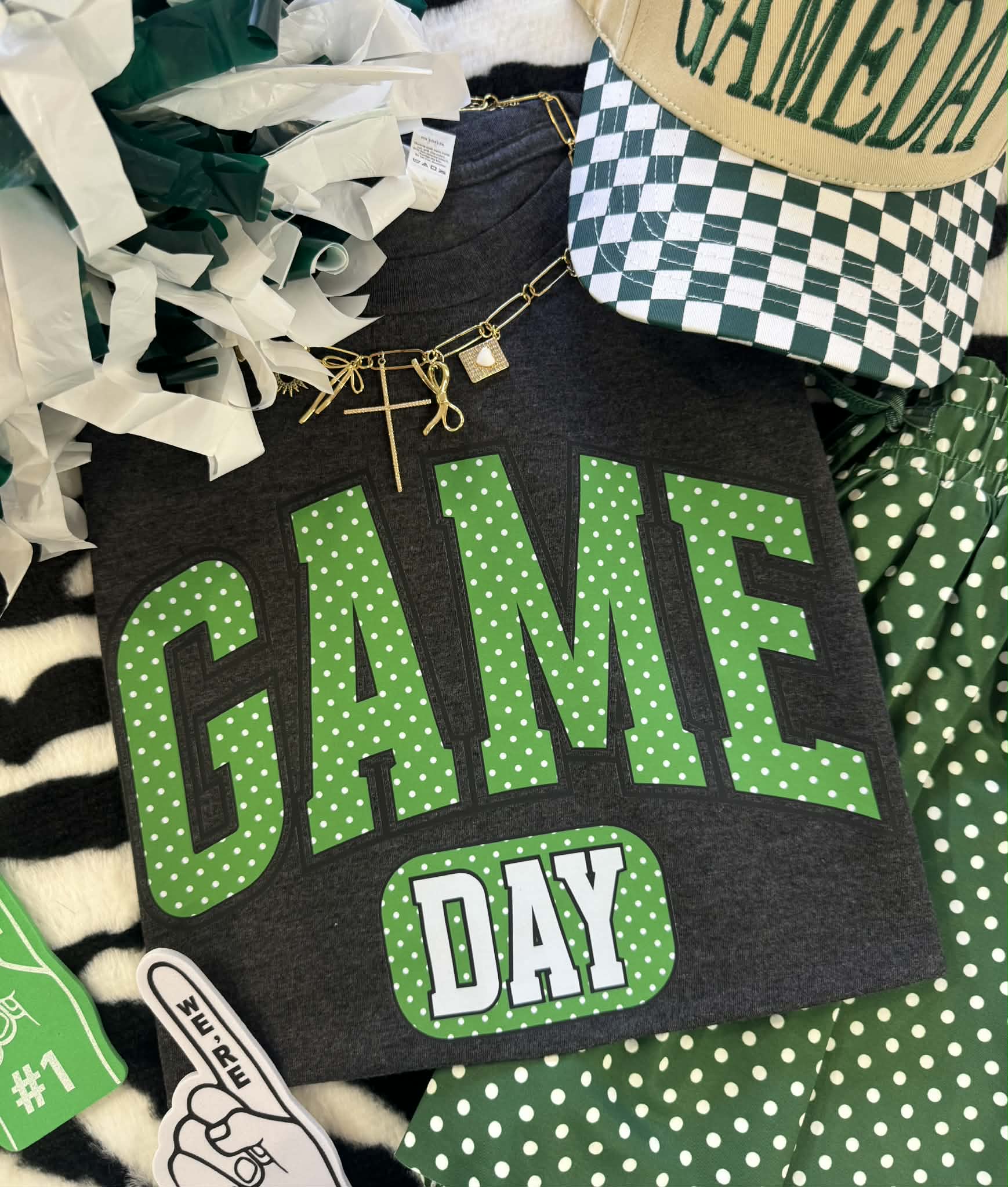 GAME DAY GREEN POLKA DOTS TEE
