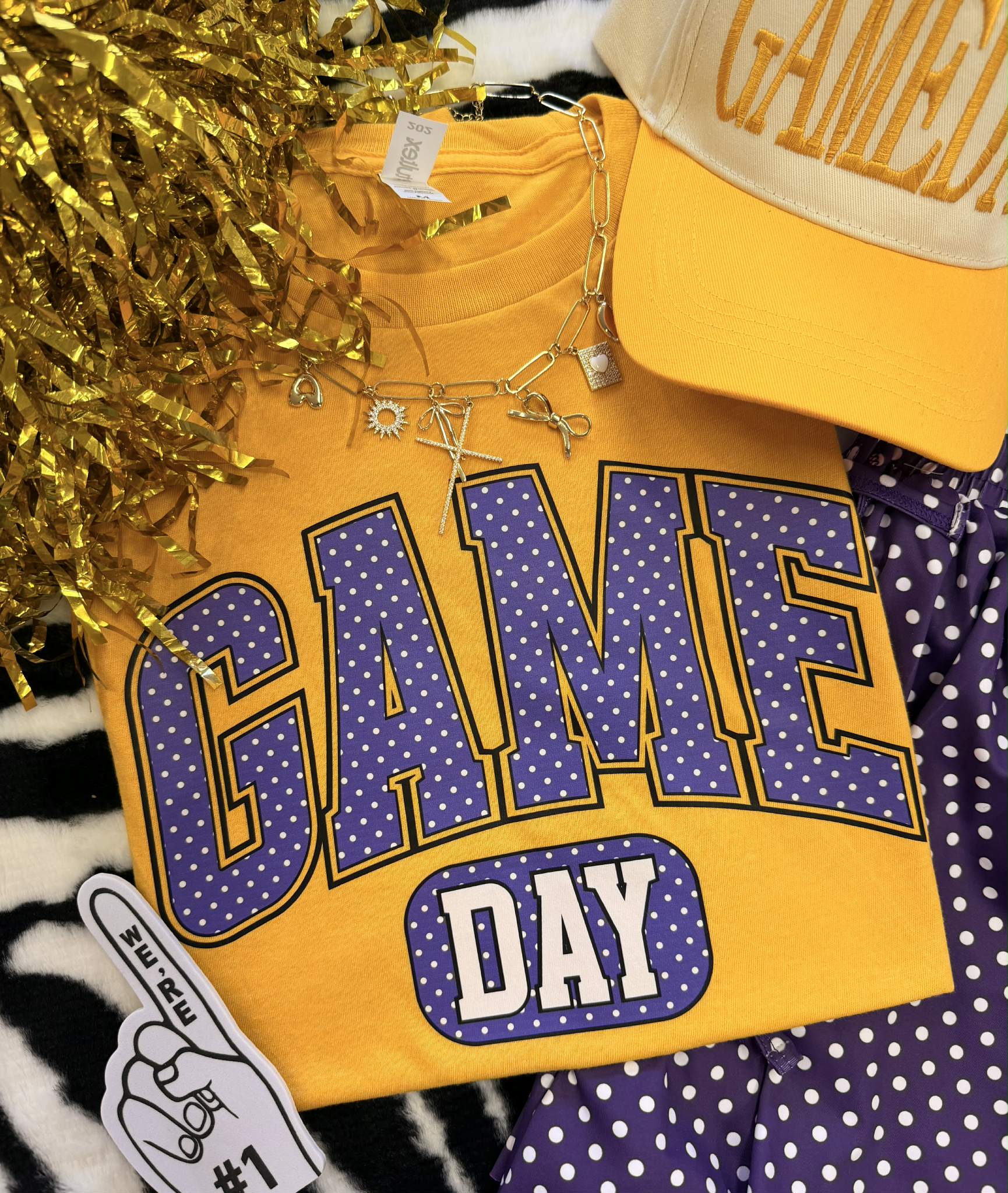 GAME DAY PURPLE & GOLD POLKA DOTS TEE